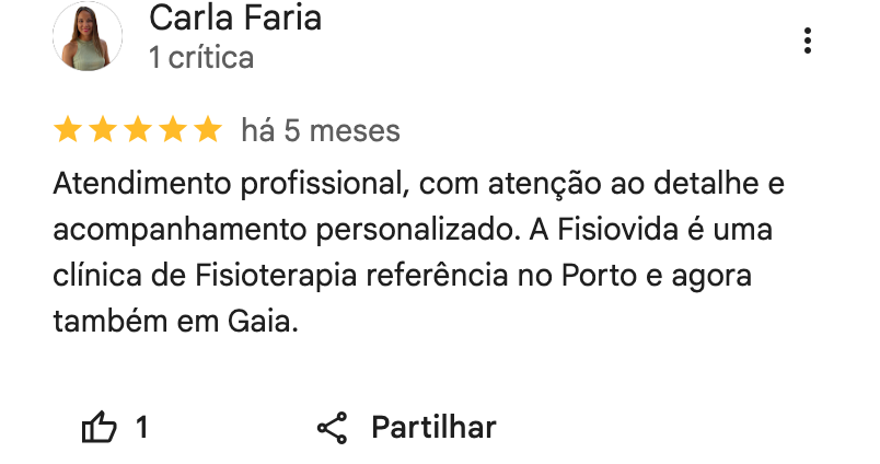 Review Google de Carla Faria, 5 estrelas