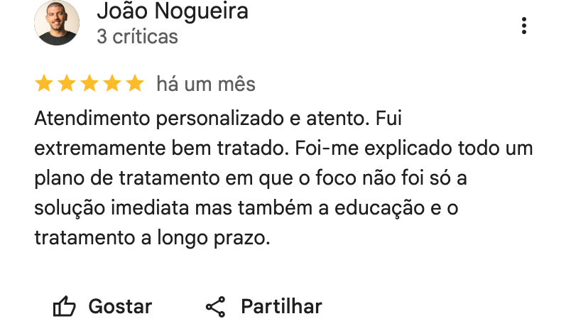 Review Google de João Nogueira, 5 estrelas