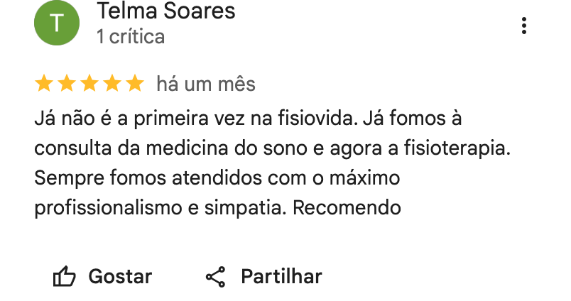 Review Google de Telma Soares, 5 estrelas